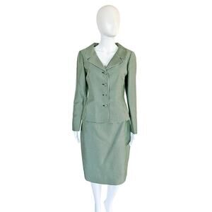 Vintage Rickie Freeman for TERI JON Silk Blend Houndstooth Skirt Suit Mint 8